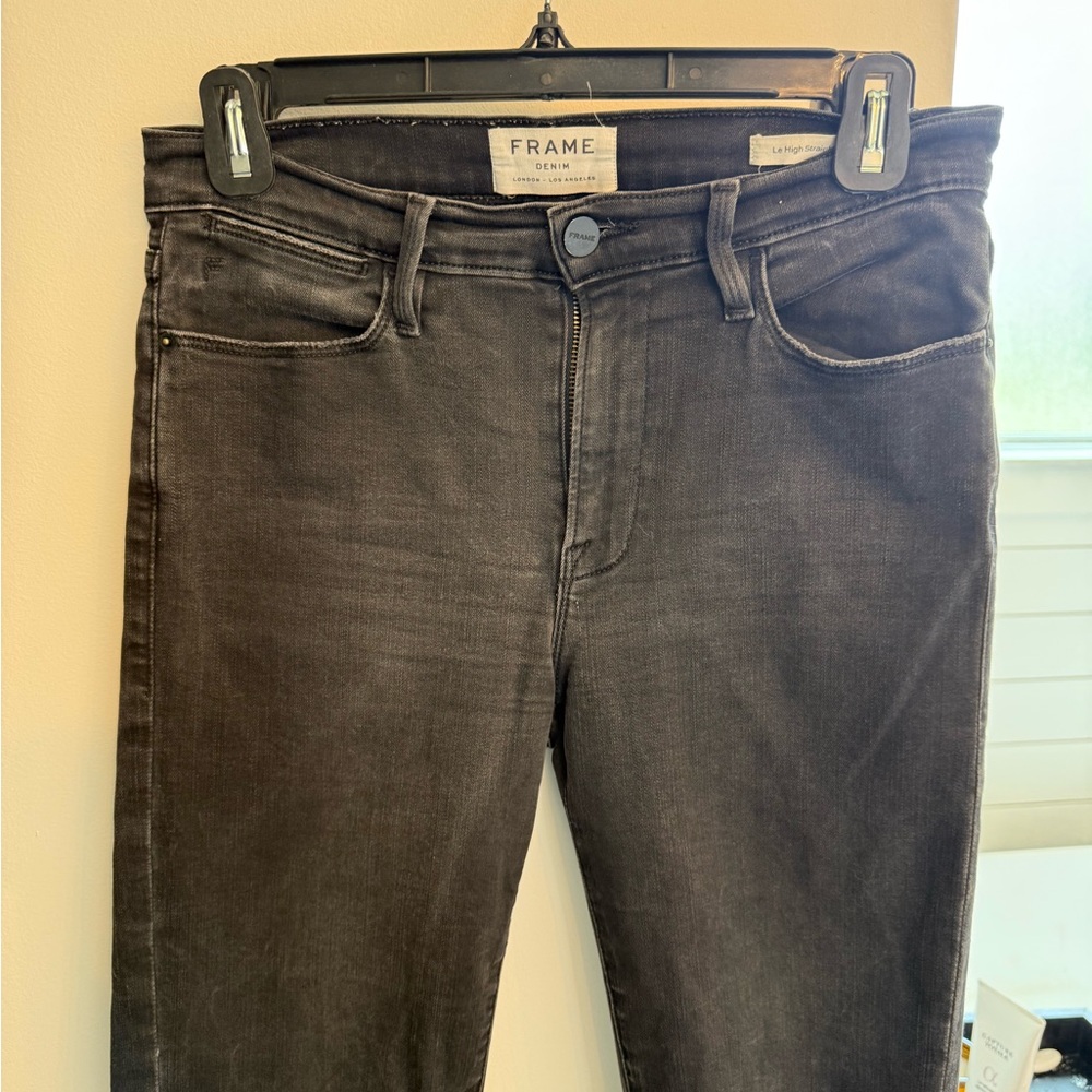 Frame Crop Jeans Hi-Rise Denim Women's Dark Grey Jeans